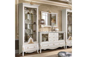 Витрина 2-х дверная в гостиную Стелла (белый золото)