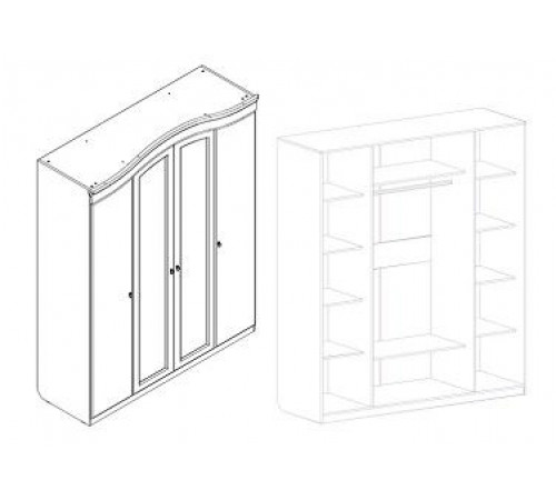 Четырехдверный шкаф для одежды Николь