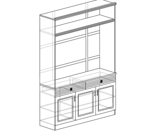 Шкаф многоцелевой в гостиную Орлеан 840 ясень темный